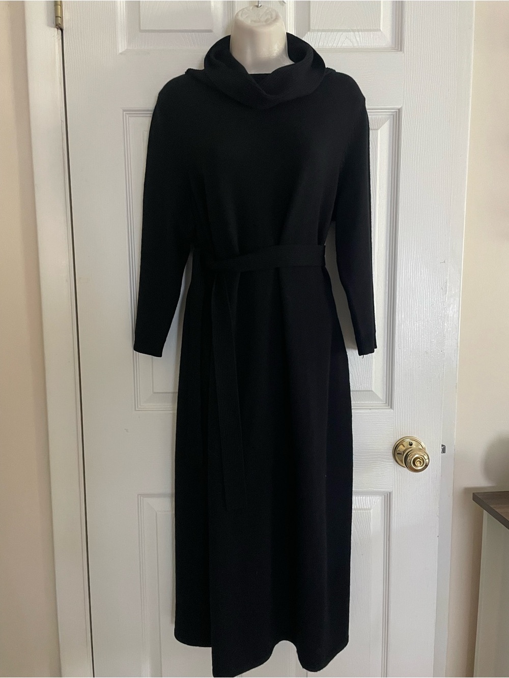 Talbots Classic Black Cowl Neck Belted Women's Dress